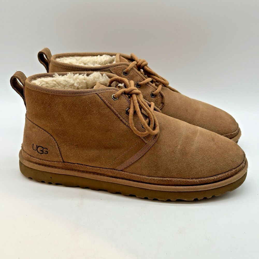 UGG Neumel Chukka Boots Men's 13 Tan Suede Sheepskin Lined Lace Up Ankle Desert